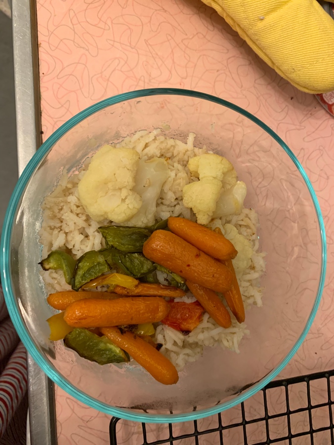 roasted veggies over brown rice